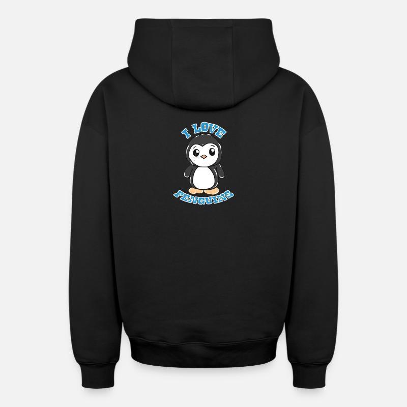 manchot - Sweat à capuche unisexe zippé oversize épais SPREAD - noir