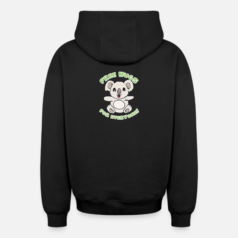 Koala câlin - Sweat à capuche unisexe zippé oversize épais SPREAD - noir