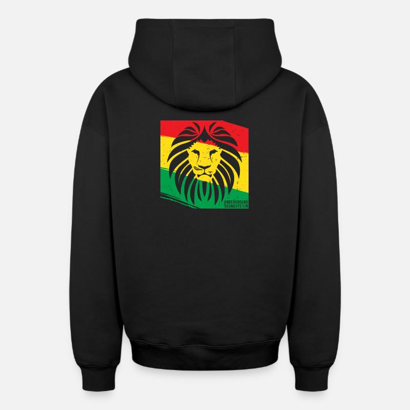 Lion de style rasta - Sweat à capuche unisexe zippé oversize épais SPREAD - noir