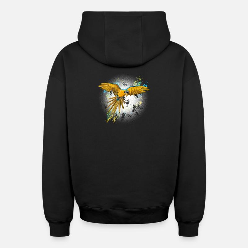 parrot ara - Sweat à capuche unisexe zippé oversize épais SPREAD - noir