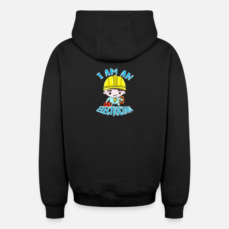électricien - Sweat à capuche unisexe zippé oversize épais SPREAD - noir