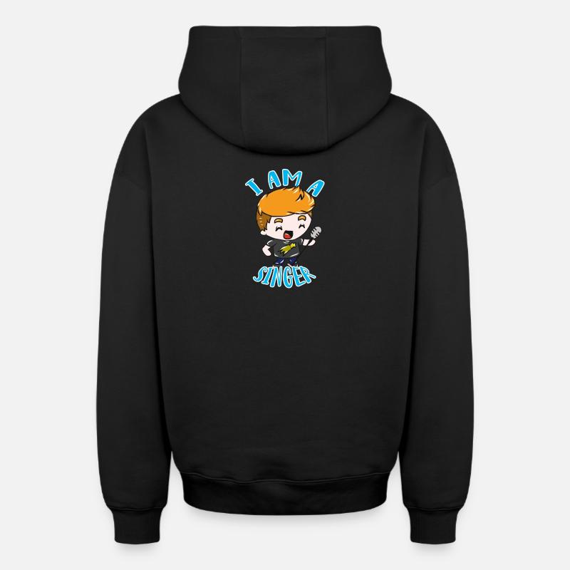 chanteur - Sweat à capuche unisexe zippé oversize épais SPREAD - noir