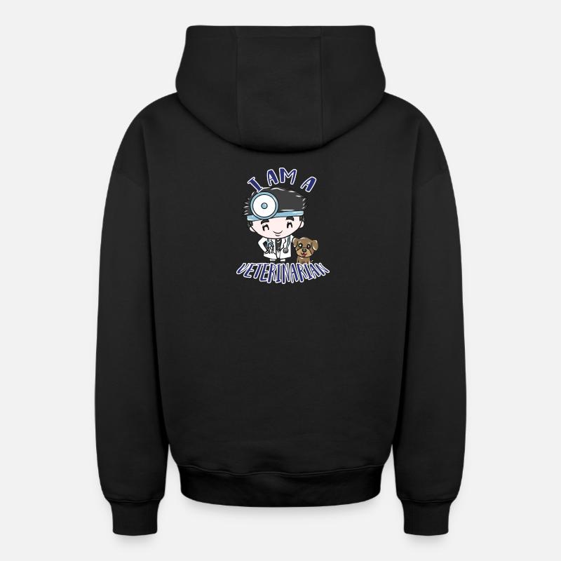 Vétérinaire - Sweat à capuche unisexe zippé oversize épais SPREAD - noir
