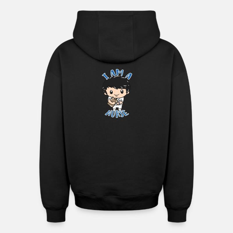 infirmier - Sweat à capuche unisexe zippé oversize épais SPREAD - noir