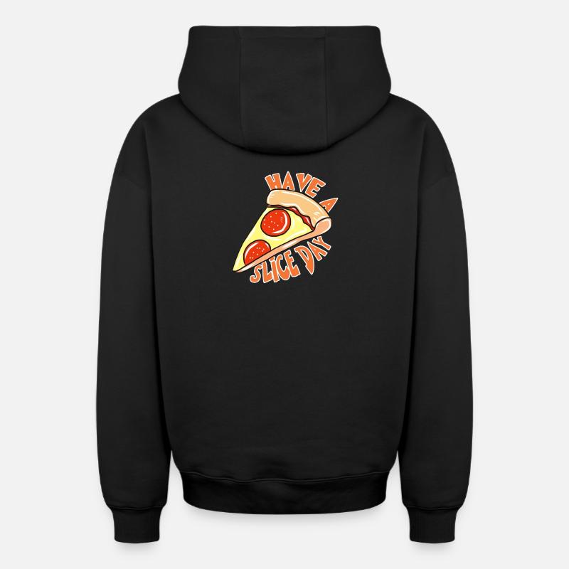 pizza - Sweat à capuche unisexe zippé oversize épais SPREAD - noir