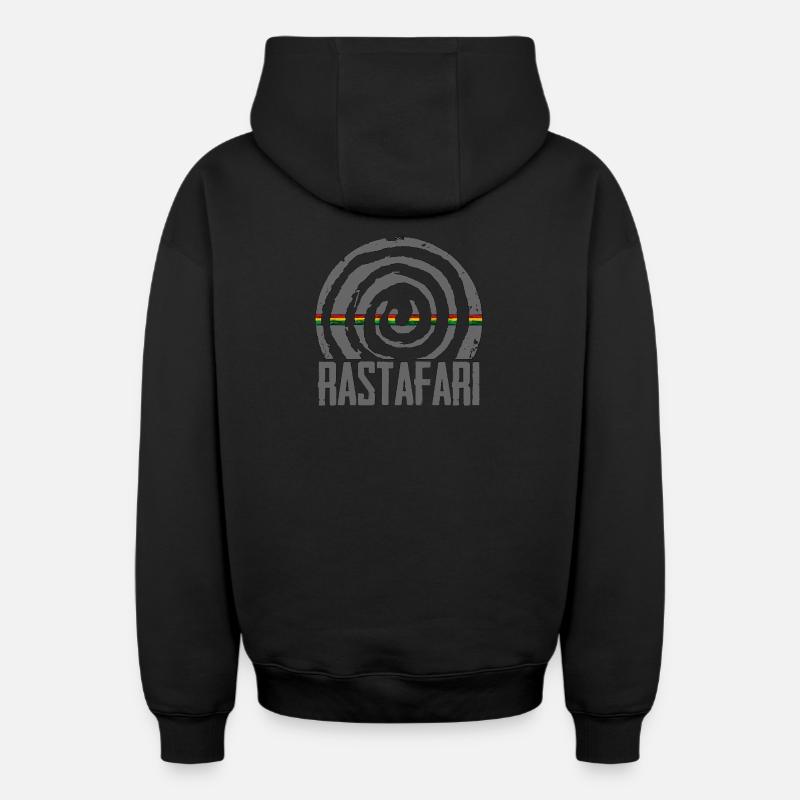 Reggae Rastafari - Sweat à capuche unisexe zippé oversize épais SPREAD - noir