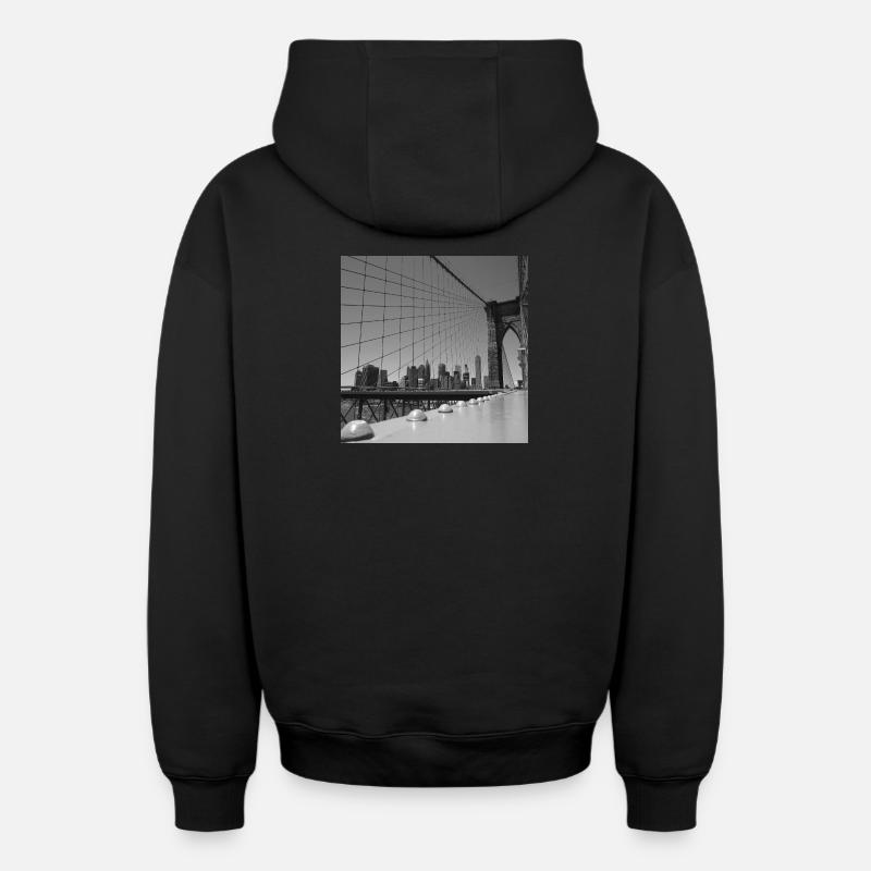 Pont de Brooklyn - Sweat à capuche unisexe zippé oversize épais SPREAD - noir