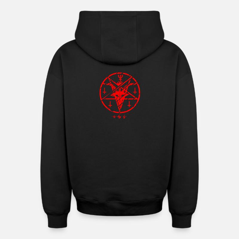 Baphomet Cross - Oversized Heavyweight Unisex Zip Hoodie - Schwarz