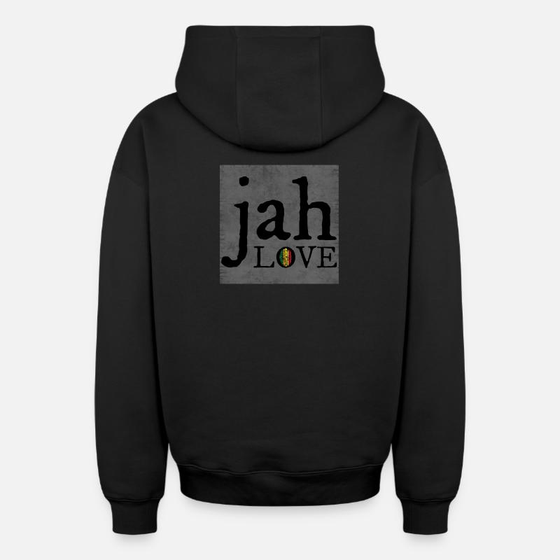 Jah Love Graffiti Design - Sweat à capuche unisexe zippé oversize épais SPREAD - noir