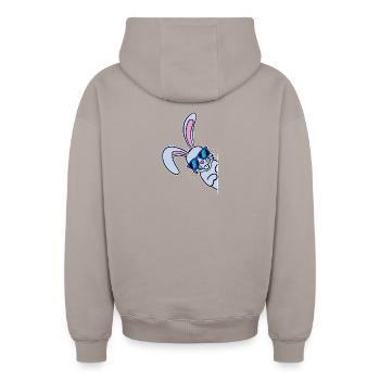 Cool Easter Bunny Easter Bunny Happy Easter - Oversized Heavyweight Unisex Zip Hoodie - taupe - Back - AI Model Male 178 light (178cm)