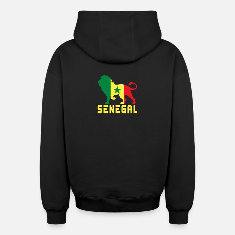 Lion du Sénégal - Sweat à capuche unisexe zippé oversize épais SPREAD - noir