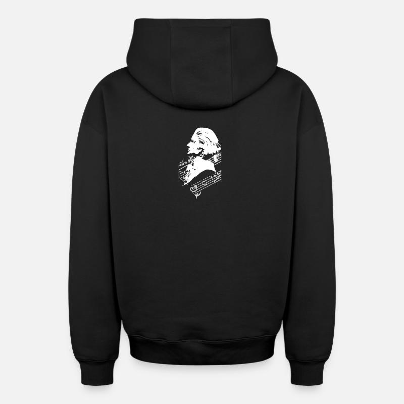 Mozart - Sweat à capuche unisexe zippé oversize épais SPREAD - noir