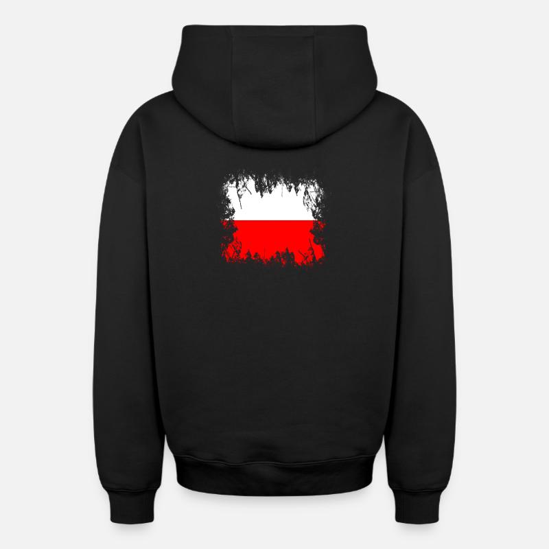 Pologne - Pologne - Sweat à capuche unisexe zippé oversize épais SPREAD - noir