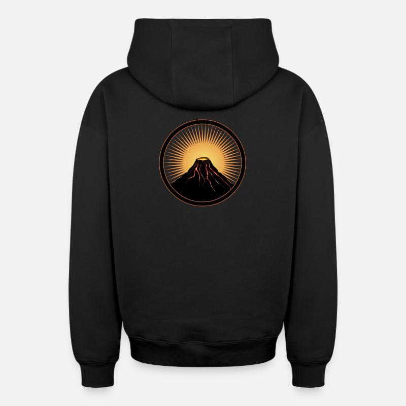 Vulkan Patch mit flüßiger Lava - Oversized Heavyweight Unisex Zip Hoodie - Schwarz