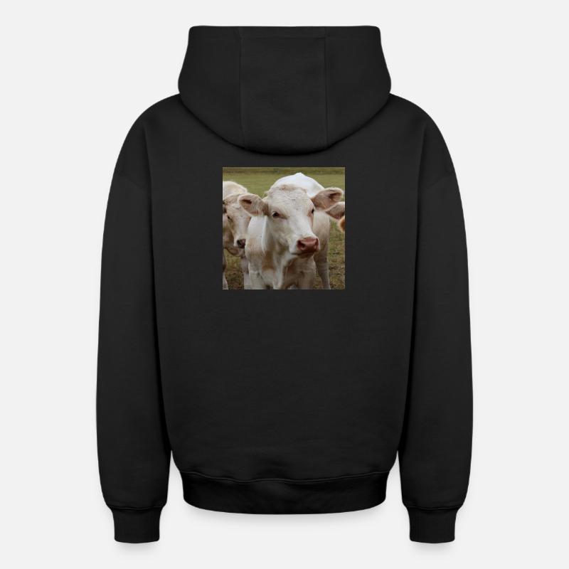 Affiche vache - Sweat à capuche unisexe zippé oversize épais SPREAD - noir