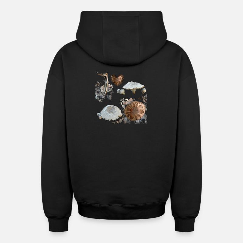 Mycètes - Sweat à capuche unisexe zippé oversize épais SPREAD - noir