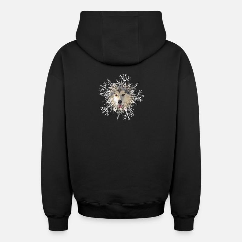 Malamute Cristal - Sweat à capuche unisexe zippé oversize épais SPREAD - noir