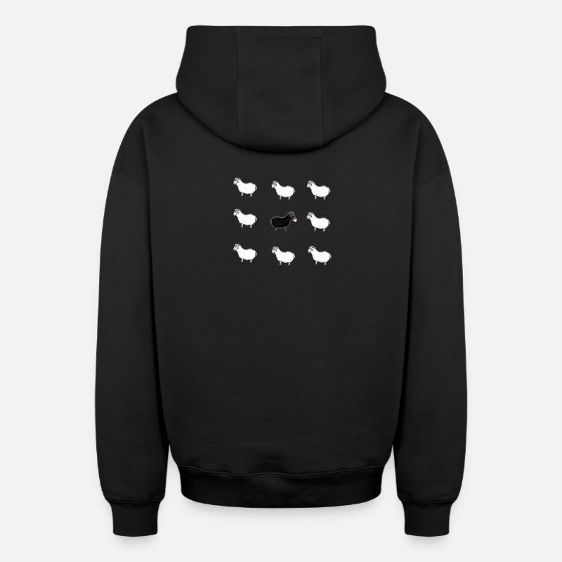 Le mouton noir. - Sweat à capuche unisexe zippé oversize épais SPREAD - noir