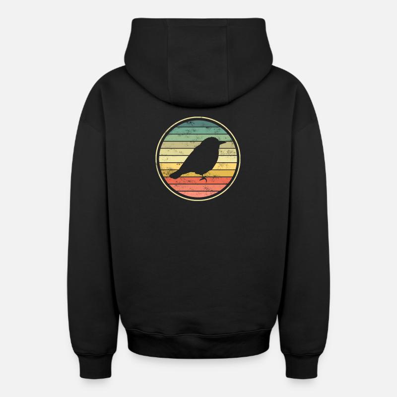 oiseaux oiseaux - Sweat à capuche unisexe zippé oversize épais SPREAD - noir