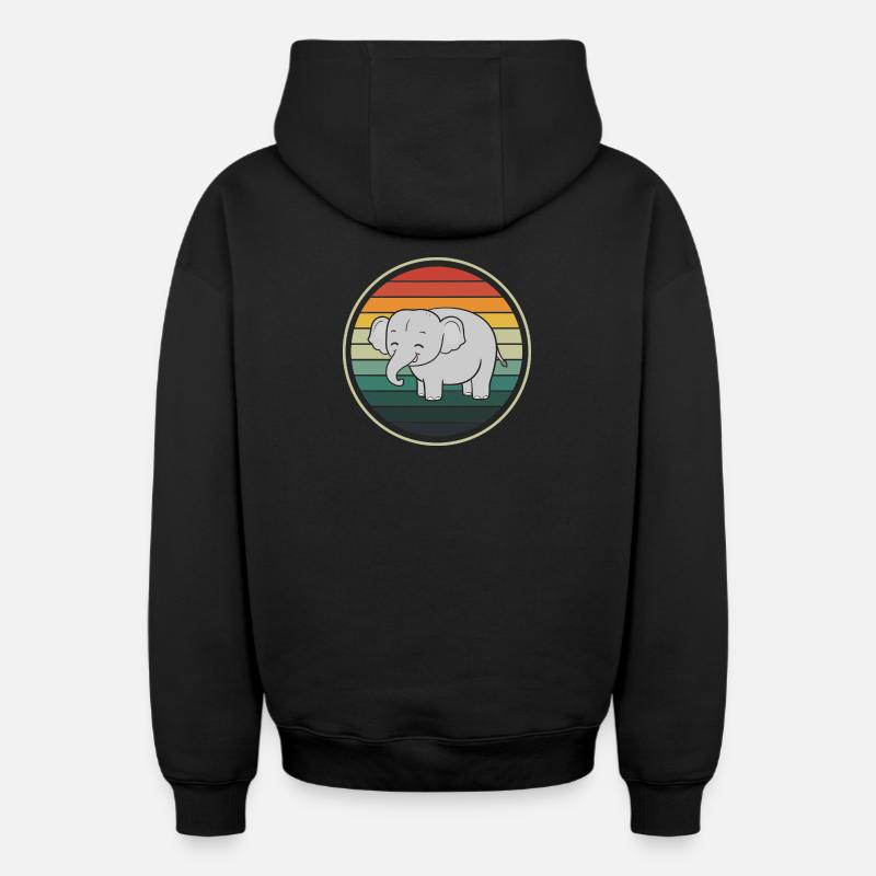 Eléphant éléphant - Sweat à capuche unisexe zippé oversize épais SPREAD - noir