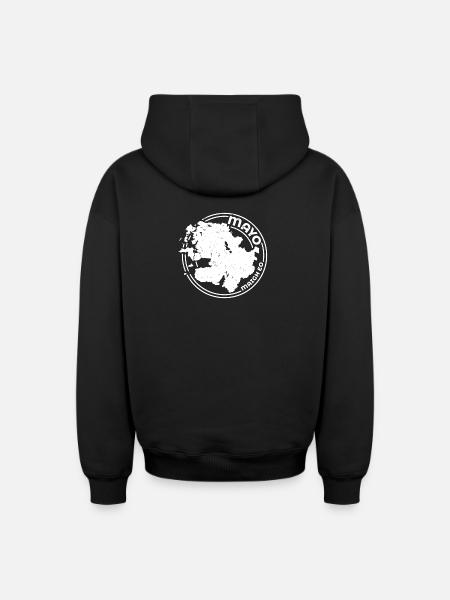 Mayo Ireland Map | County Outline Stamp - Oversized Heavyweight Unisex Zip Hoodie - black