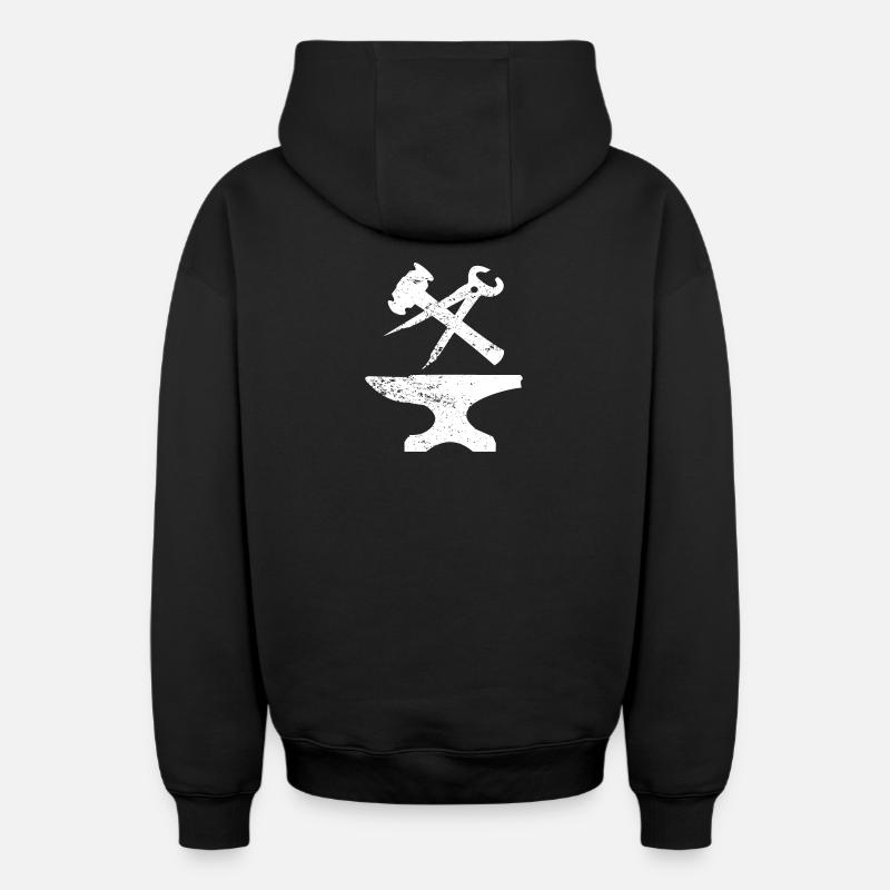 Blacksmith - Oversized Heavyweight Unisex Zip Hoodie - black