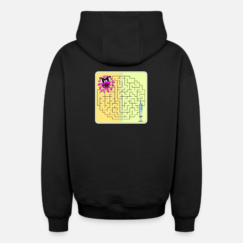 Riddle Virus - Sweat à capuche unisexe zippé oversize épais SPREAD - noir