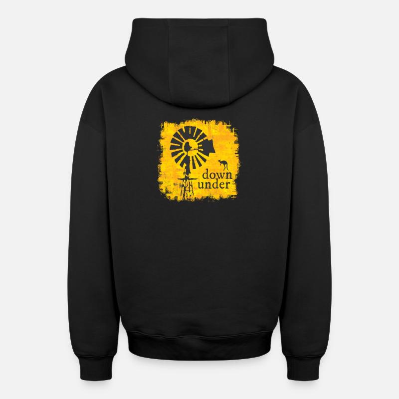 Australie - Sweat à capuche unisexe zippé oversize épais SPREAD - noir
