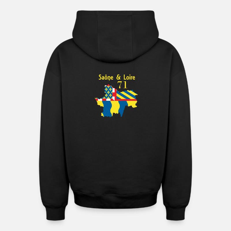 Saône et Loire - Sweat à capuche unisexe zippé oversize épais SPREAD - noir