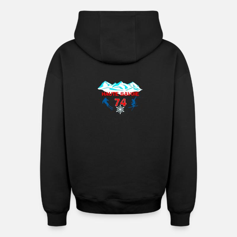 Haute-savoie - Sweat à capuche unisexe zippé oversize épais SPREAD - noir
