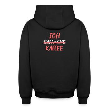 Kaffee Trinken Koffein Kaffeeliebhaber Statement - Oversized Heavyweight Unisex Zip Hoodie - Schwarz - Hinten - AI Model Male 185 dark (185cm)