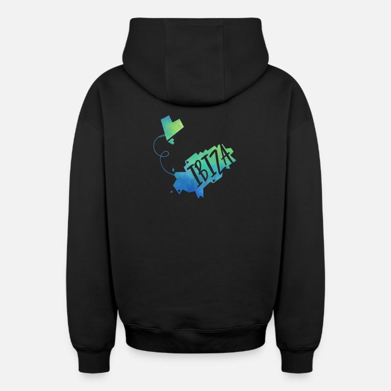 Ibiza - Sweat à capuche unisexe zippé oversize épais SPREAD - noir