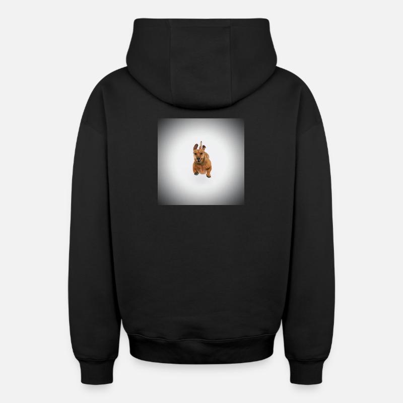Teckel brun - Sweat à capuche unisexe zippé oversize épais SPREAD - noir