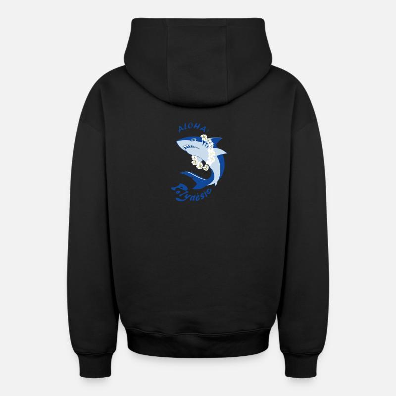 Polynésie - Sweat à capuche unisexe zippé oversize épais SPREAD - noir