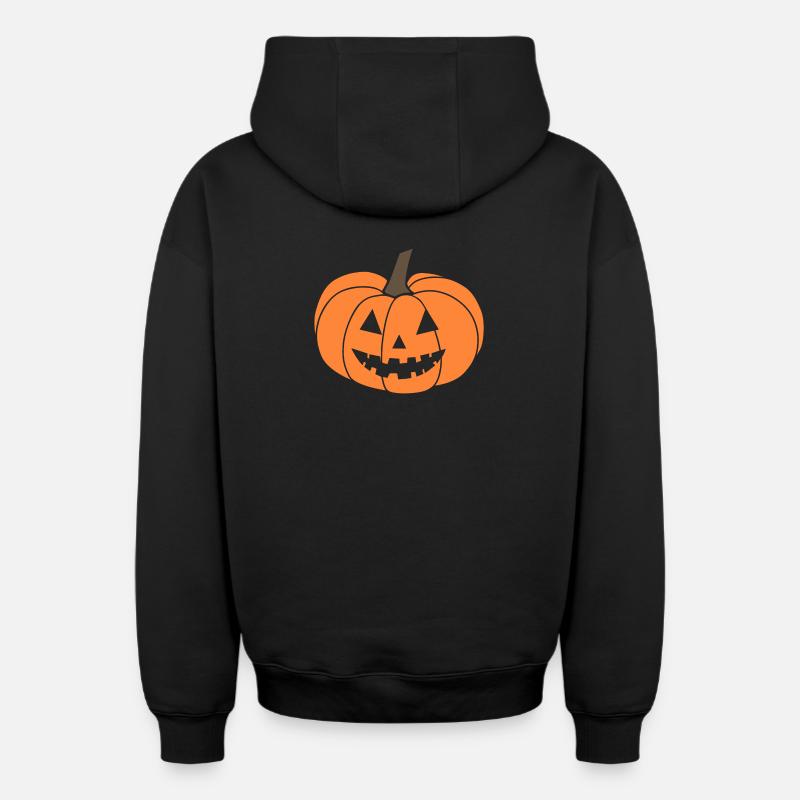 Citrouille Jack-o'-lantern - Sweat à capuche unisexe zippé oversize épais SPREAD - noir