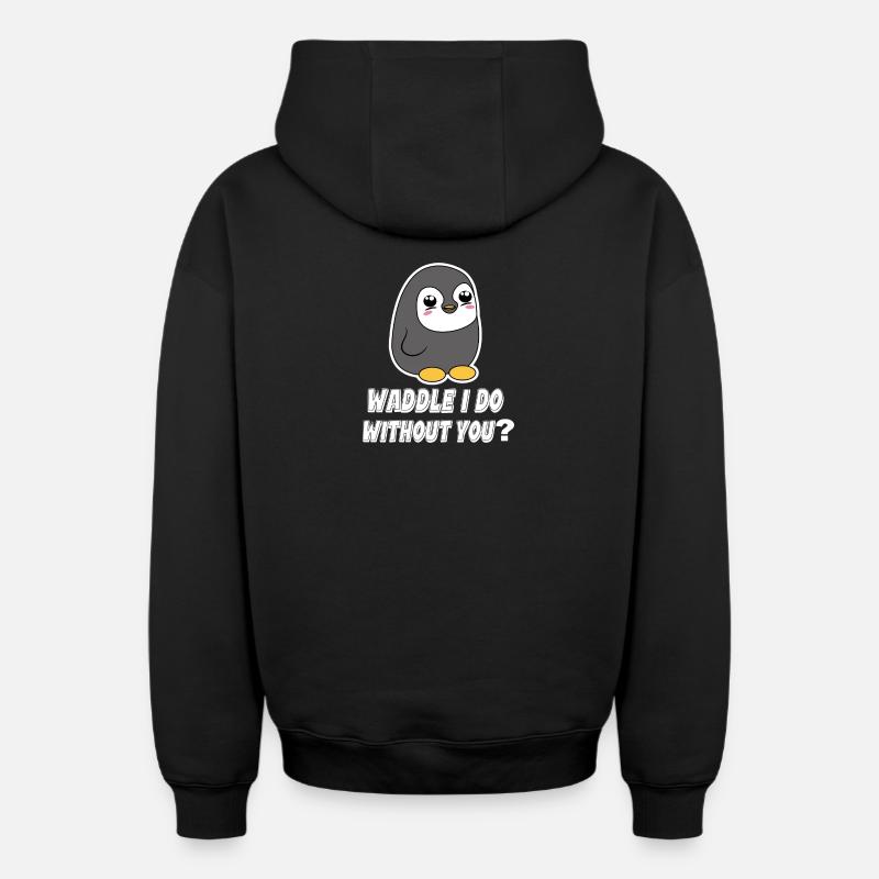 Pinguin Tier Vogel Statement Seevogel Zoo - Oversized Heavyweight Unisex Zip Hoodie - Schwarz