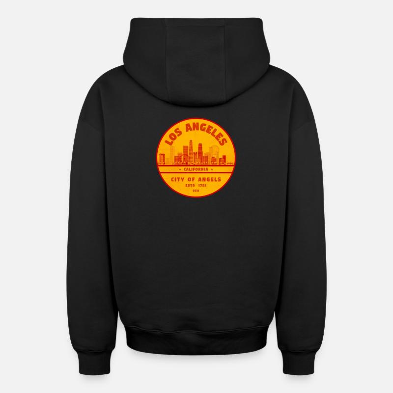 Sunstamp Los Angeles Skyline - Sweat à capuche unisexe zippé oversize épais SPREAD - noir
