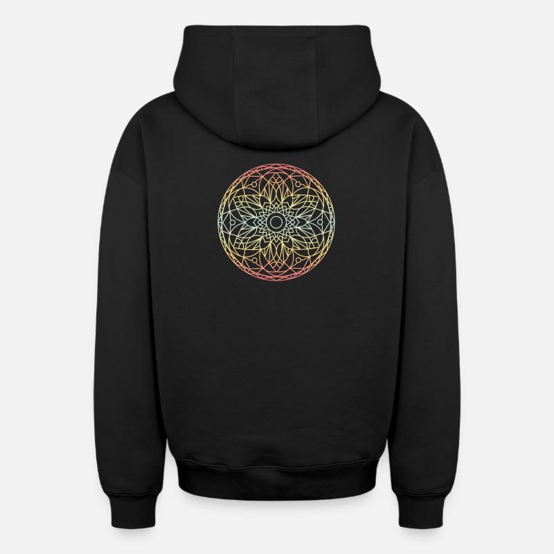 Mandala - Sweat à capuche unisexe zippé oversize épais SPREAD - noir