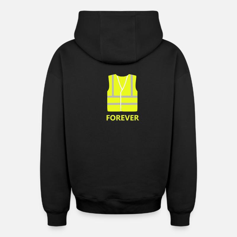 Gilet jaune - Sweat à capuche unisexe zippé oversize épais SPREAD - noir