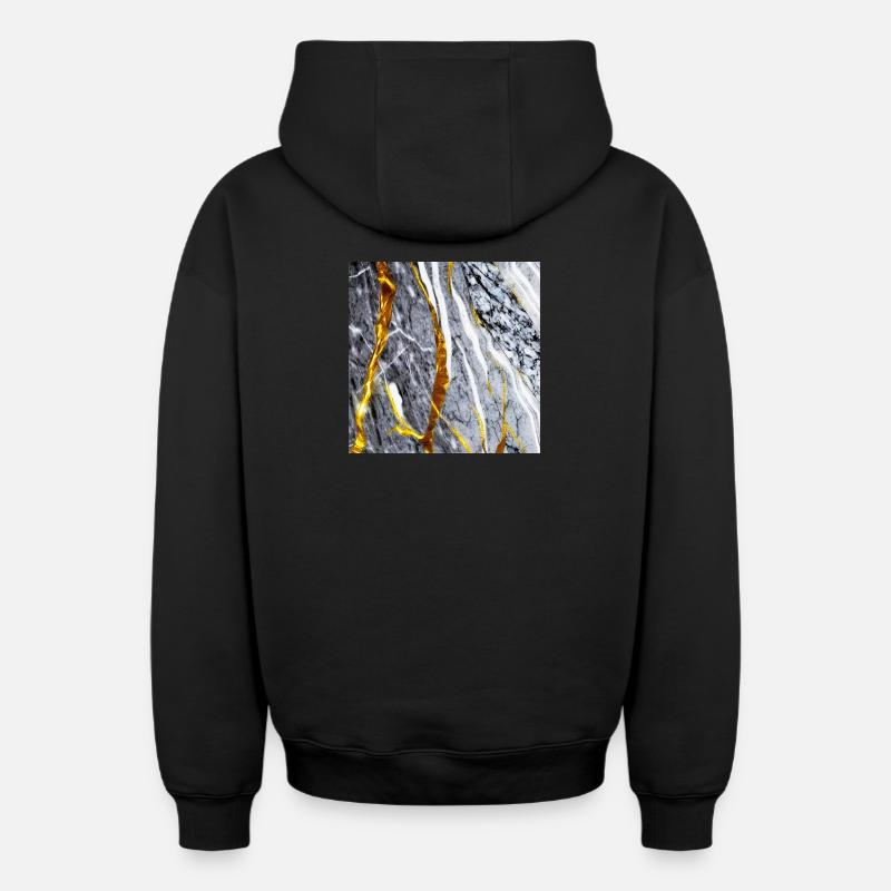 Marmor Gold Textur - Oversized Heavyweight Unisex Zip Hoodie - Schwarz