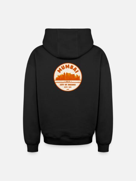 Mumbai India Skyline - Oversized Heavyweight Unisex Zip Hoodie - black