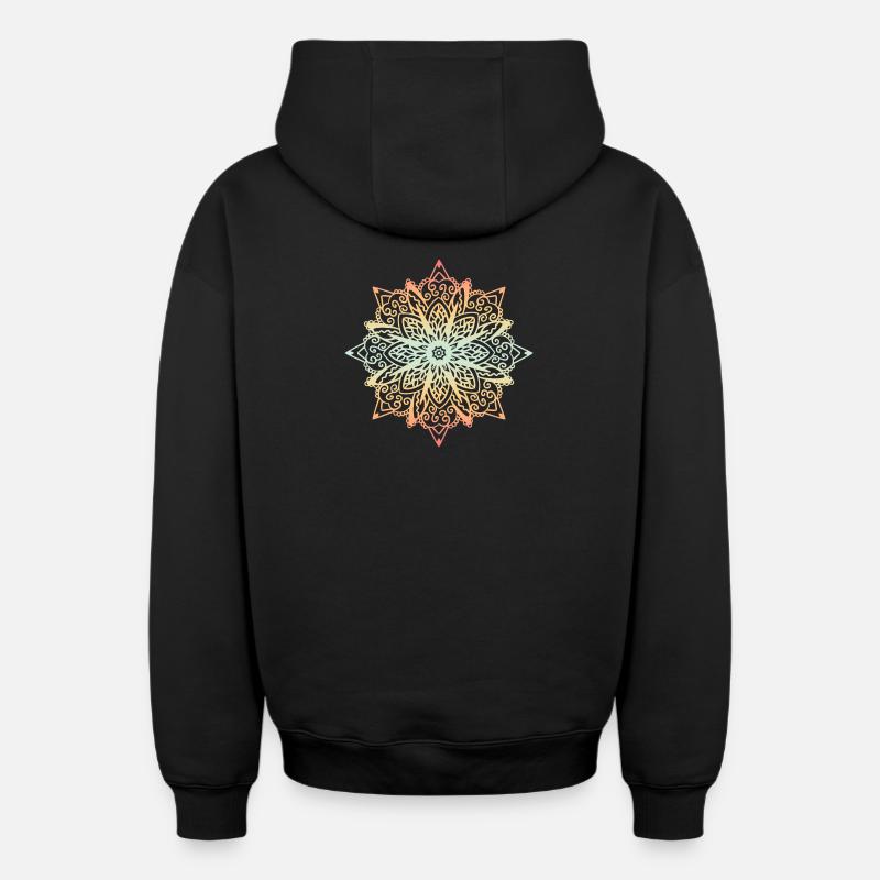 Mandala - Sweat à capuche unisexe zippé oversize épais SPREAD - noir
