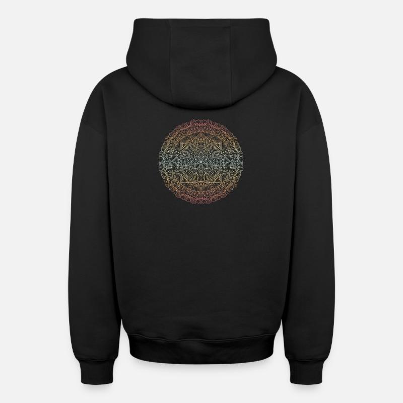 Mandala - Sweat à capuche unisexe zippé oversize épais SPREAD - noir