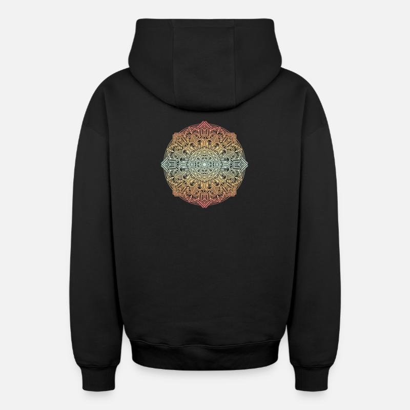 Mandala - Sweat à capuche unisexe zippé oversize épais SPREAD - noir