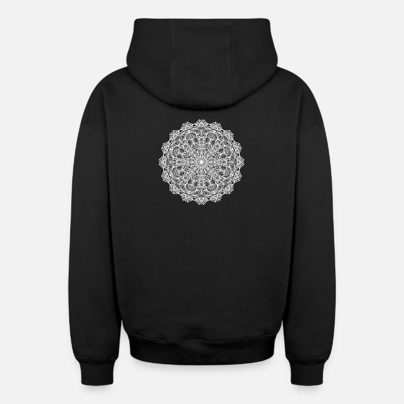 Mandala - Sweat à capuche unisexe zippé oversize épais SPREAD - noir