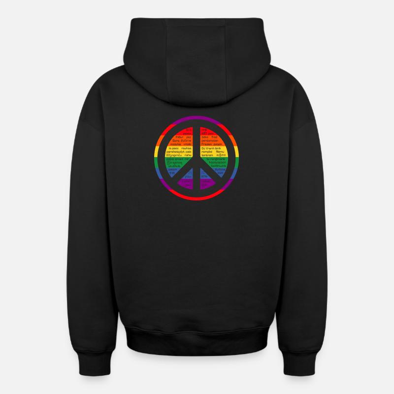 Regenbogenzeichen des Friedens. - Oversized Heavyweight Unisex Zip Hoodie - Schwarz