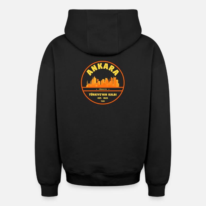 Ankara Skyline Retro Logo - Oversized Heavyweight Unisex Zip Hoodie - Schwarz