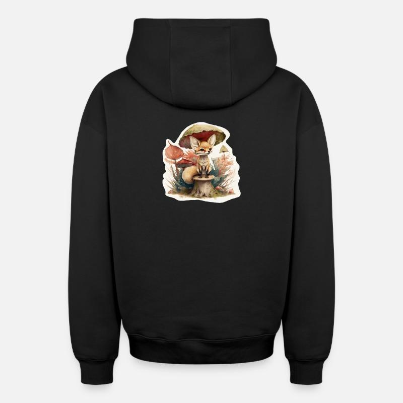Renard du désert mignon - Sweat à capuche unisexe zippé oversize épais SPREAD - noir