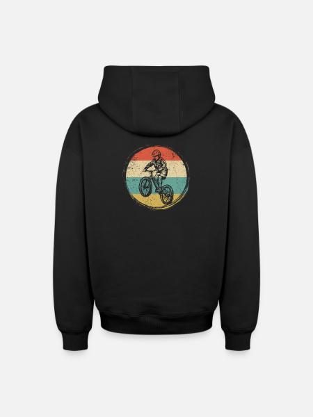 Retro BMX Rider Circle - Oversized Heavyweight Unisex Zip Hoodie - black