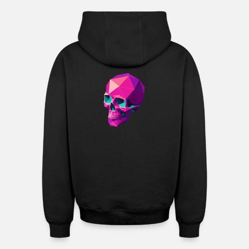 Crâne Géométrique - Sweat à capuche unisexe zippé oversize épais SPREAD - noir